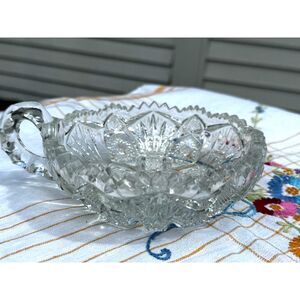 Gorgeous Antique American Brilliant Period Cut Glass candy nut dish one handle
